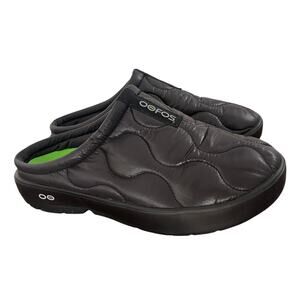 OOFOS W11/M9 OOcoozie Black Thermo Mule Slides Slipper Comfort Quilted Ortho